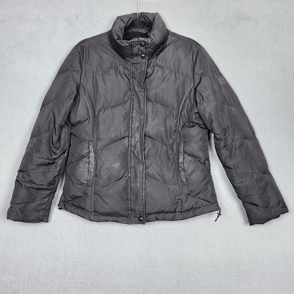 Calvin Klein Jacket Mens Large Black Down Puffer Full Zip Hooded Winter CW119169